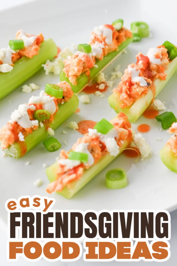 Friendsgiving Food Ideas-Buffalo Chicken Stuffed Celery
