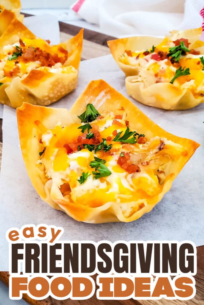 Friendsgiving Food Ideas-Cheesy Ranch Chicken Wonton Cups