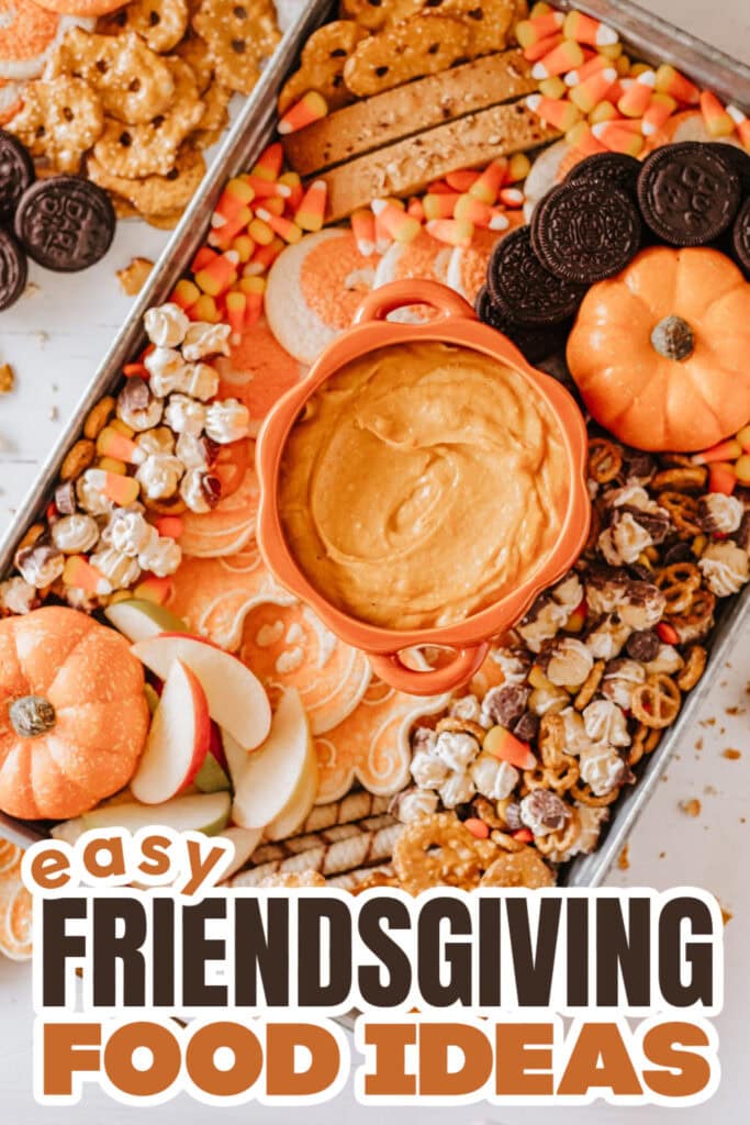 Friendsgiving Food Ideas-Fall Charcuterie Board with Pumpkin Pie Dip