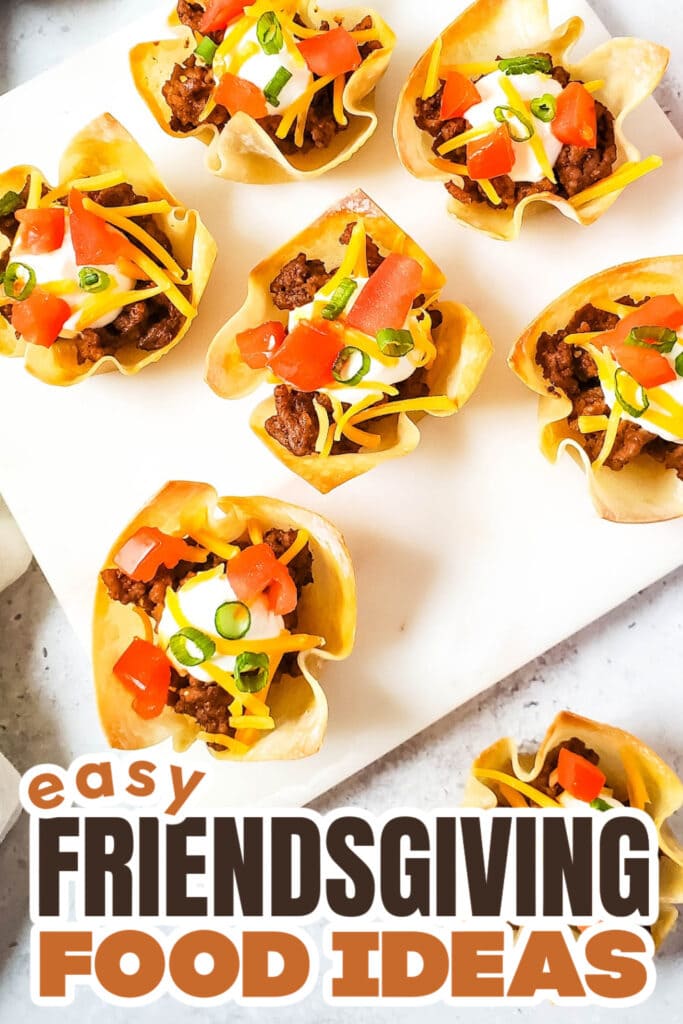 Friendsgiving Food Ideas-Taco Wonton Cups