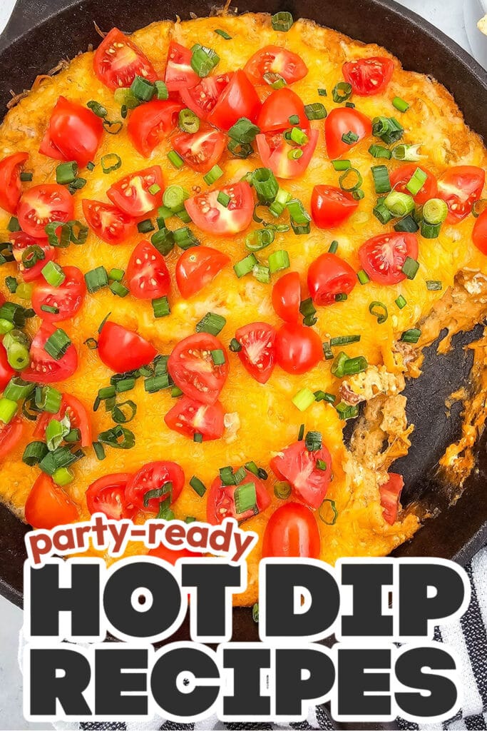 Hot Dip Recipes-Cheesy Texas Trash Dip in a Skillet