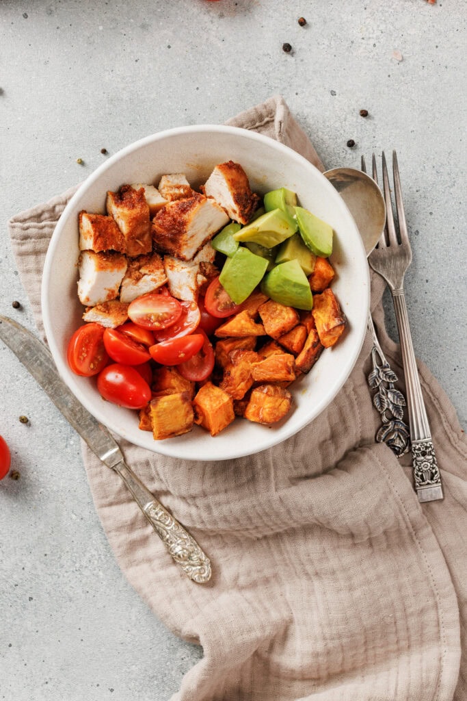 Blackened Chicken and Sweet Potato Bowl Process Photo