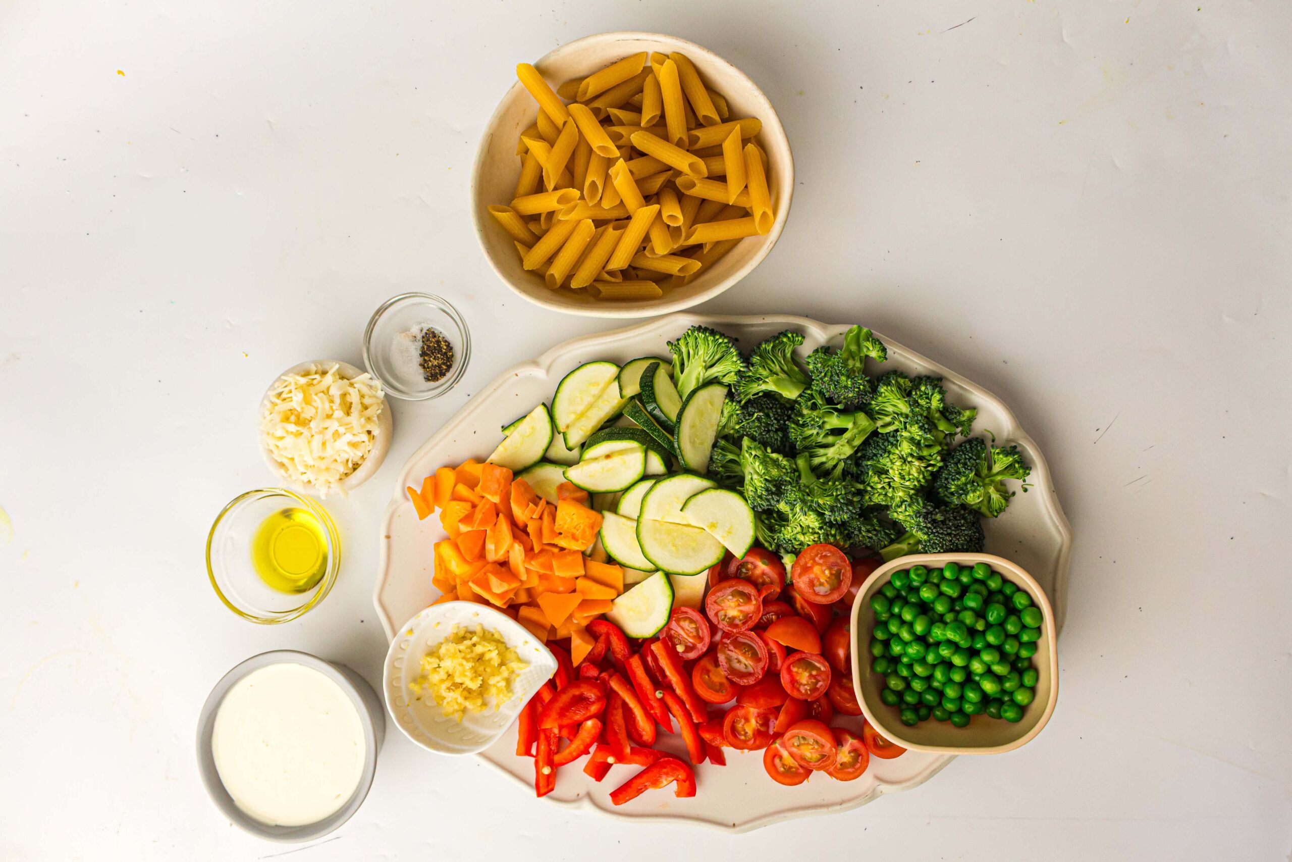 Creamy Pasta Primavera Process Ingredients