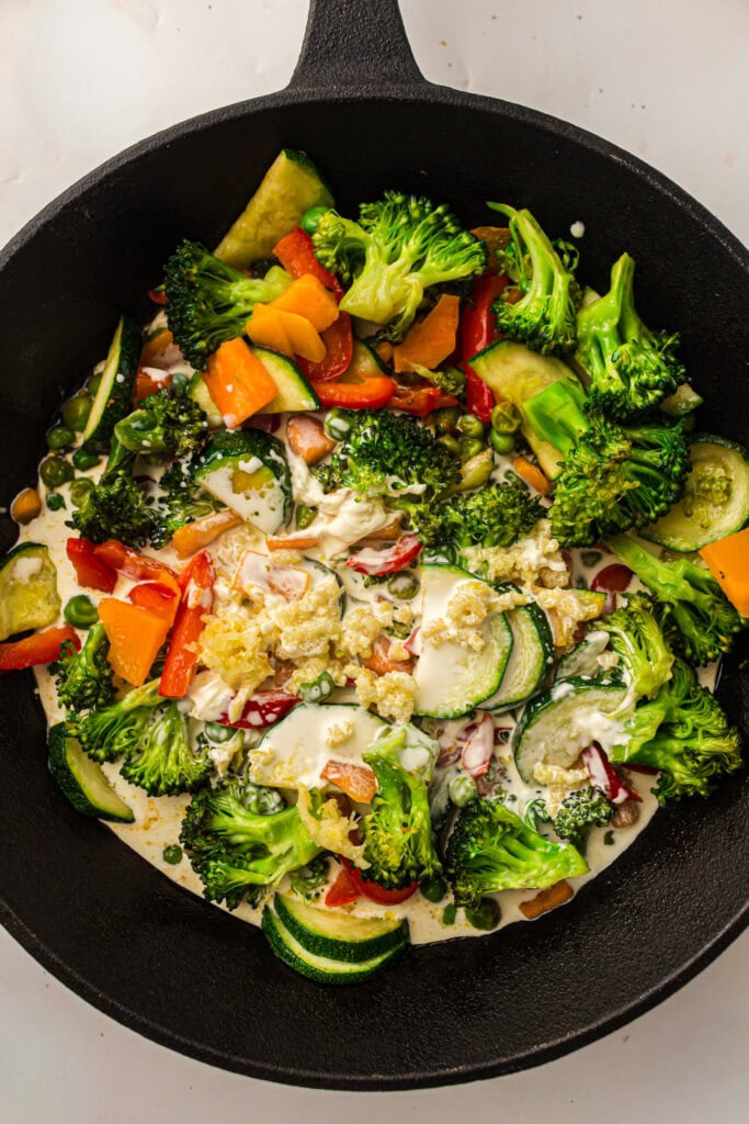 Creamy Pasta Primavera Process Photo