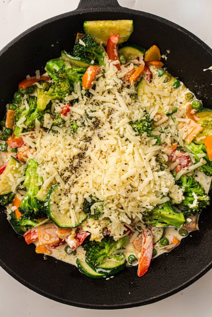 Creamy Pasta Primavera Process Photo