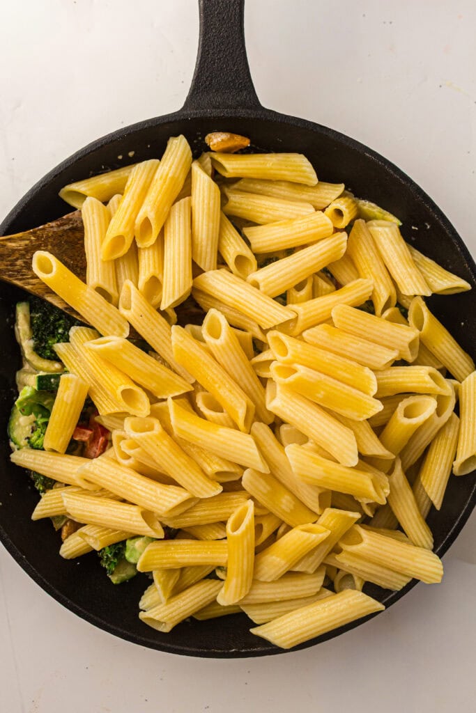 Creamy Pasta Primavera Process Photo