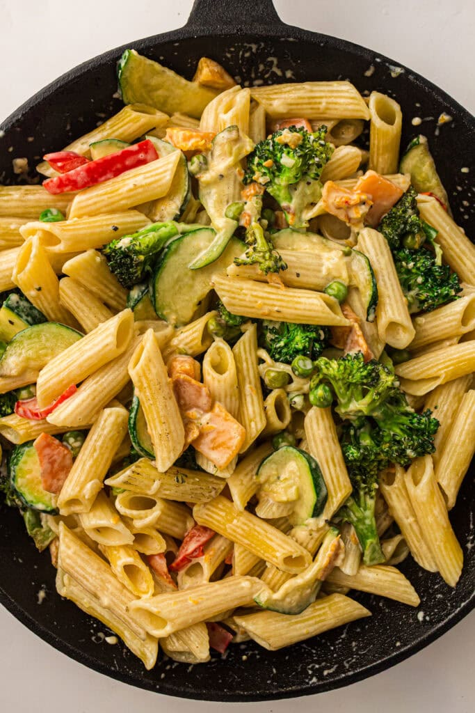 Creamy Pasta Primavera Process Photo