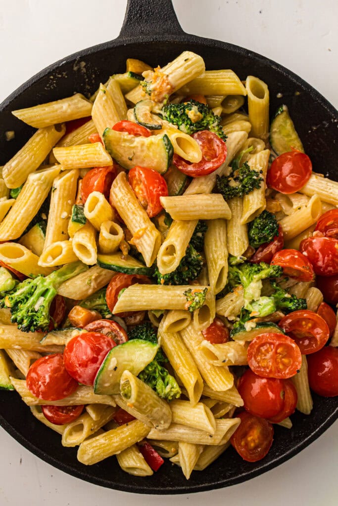 Creamy Pasta Primavera Process Photo