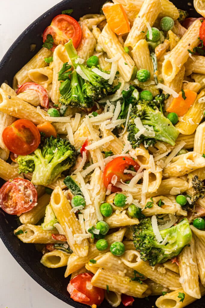 Creamy Pasta Primavera Process Photo
