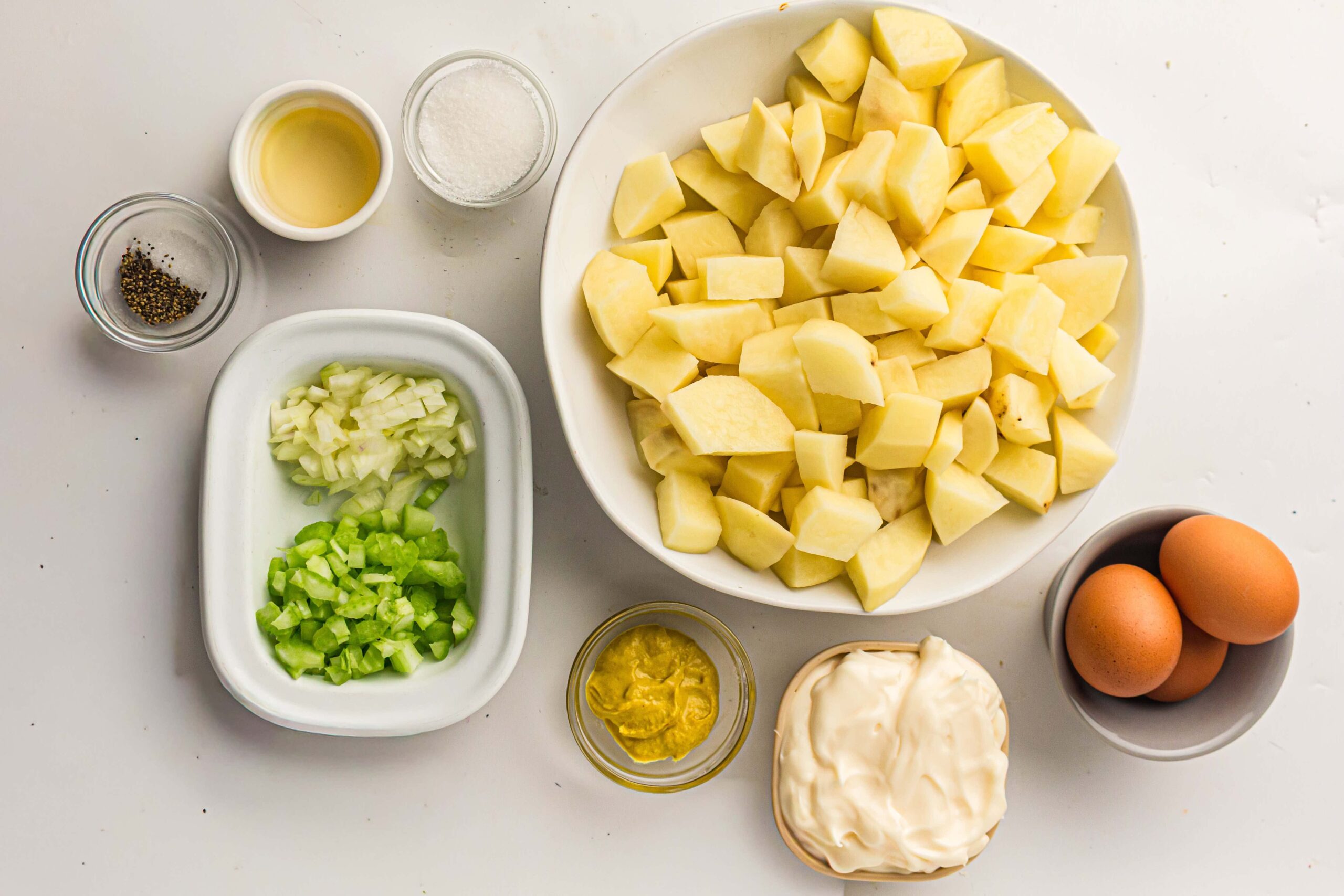 Classic American Potato Salad Process Ingredients