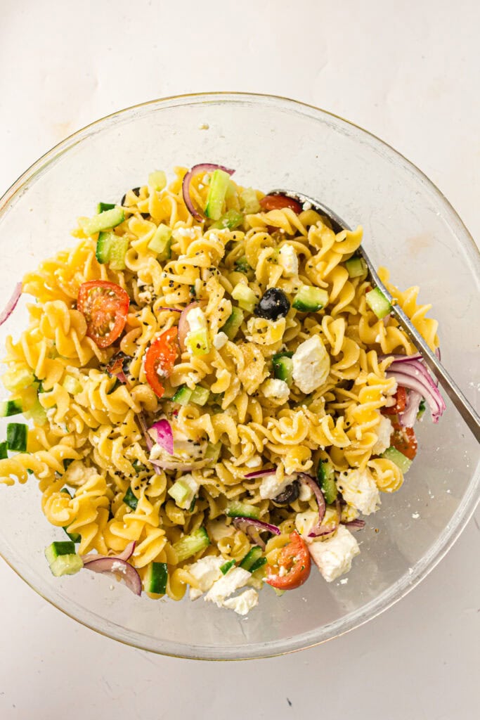 Greek Pasta Salad Process Photo