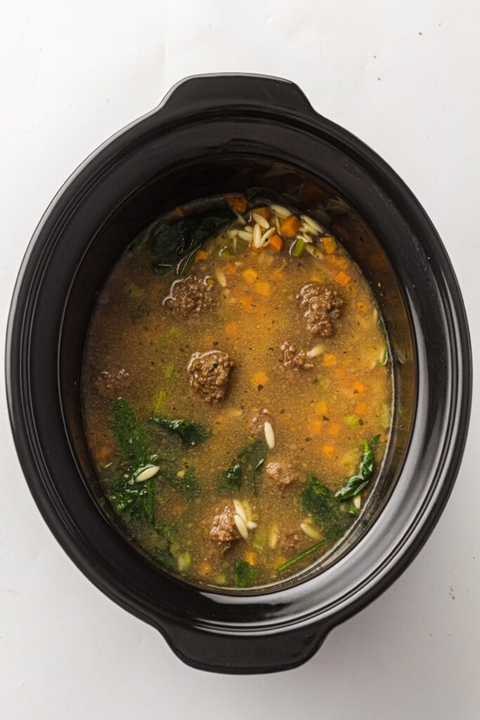 Slow Cooker Italian Wedding Soup Process Photo