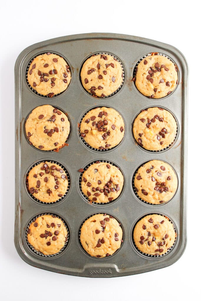 Chocolate Chip & Banana Pancake Muffins Process Photo