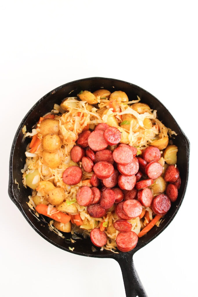 Sausage, Cabbage, and Potato Skillet process Photo