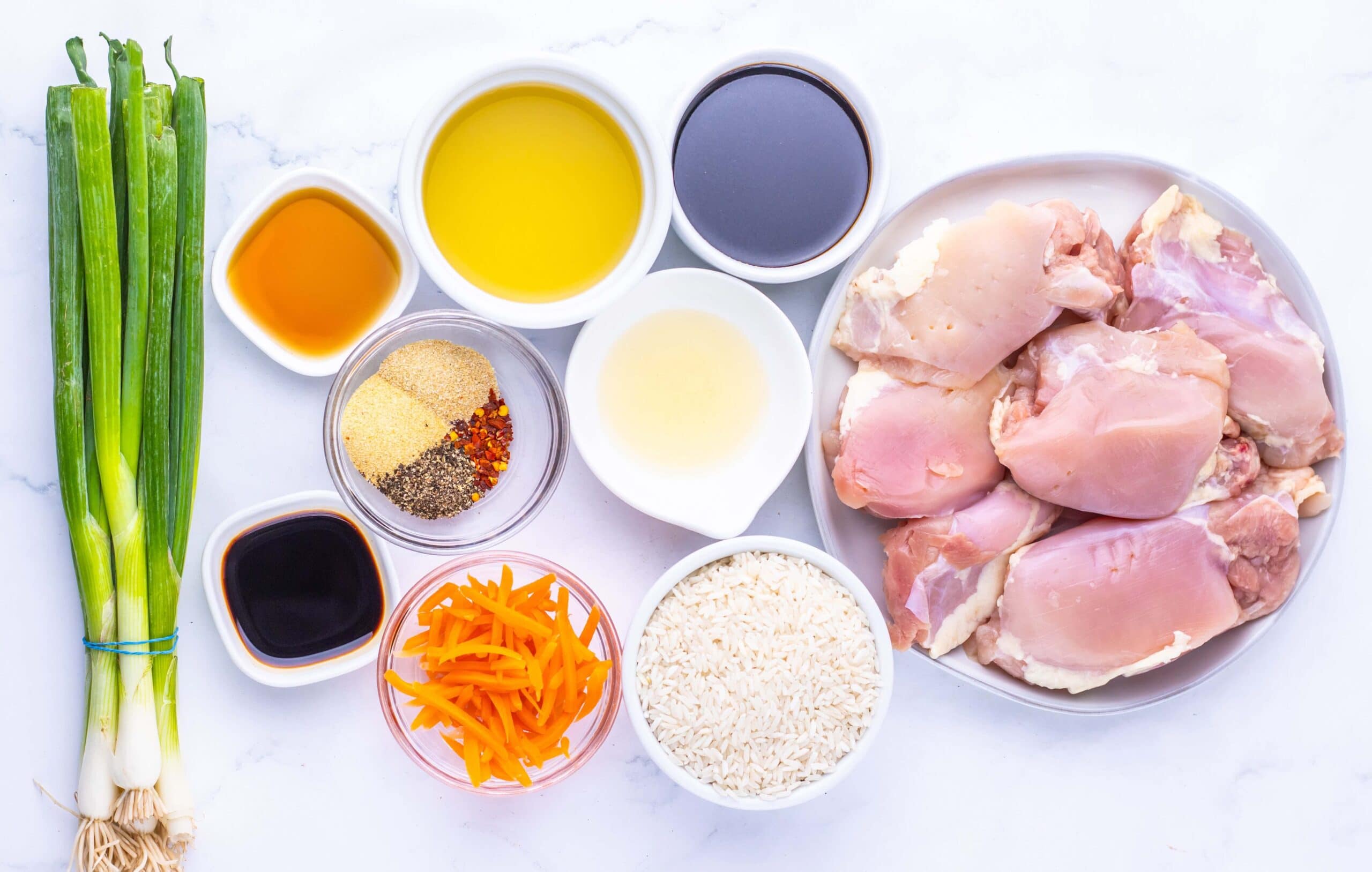 One Pan Japanese BBQ Chicken And Rice Process Ingredients