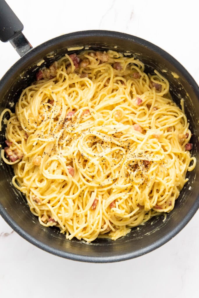 Spaghetti Carbonara Process Photo