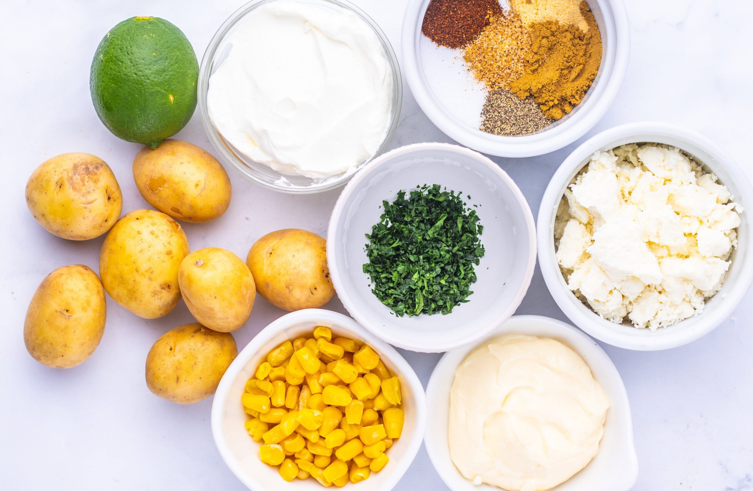 Loaded Street Corn Potato Salad process Ingredients