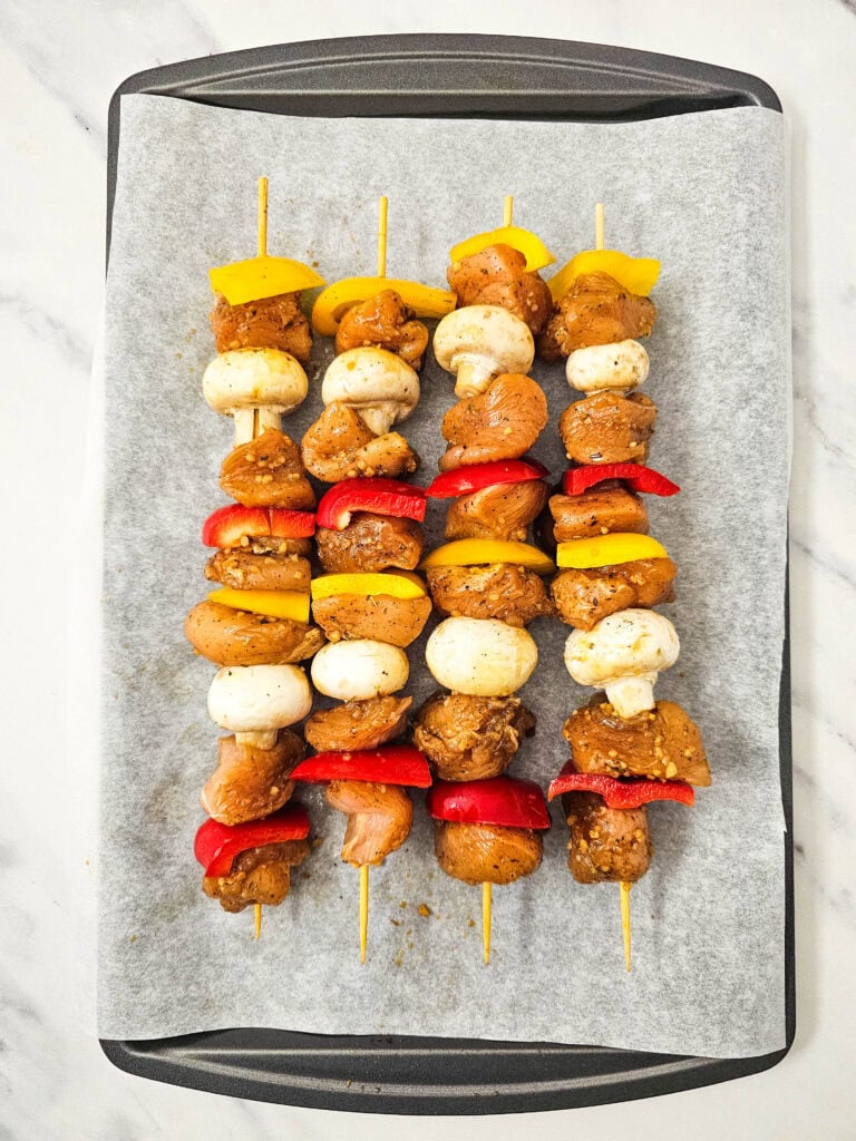 Sheet Pan Chicken Kabobs Process Photo