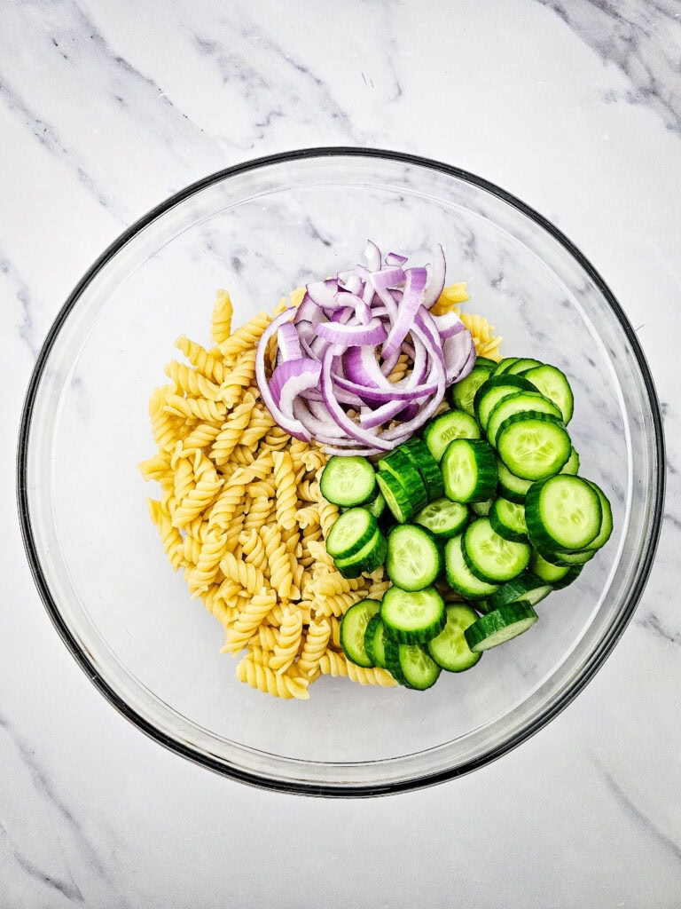 Cucumber Pasta Salad Process Photo