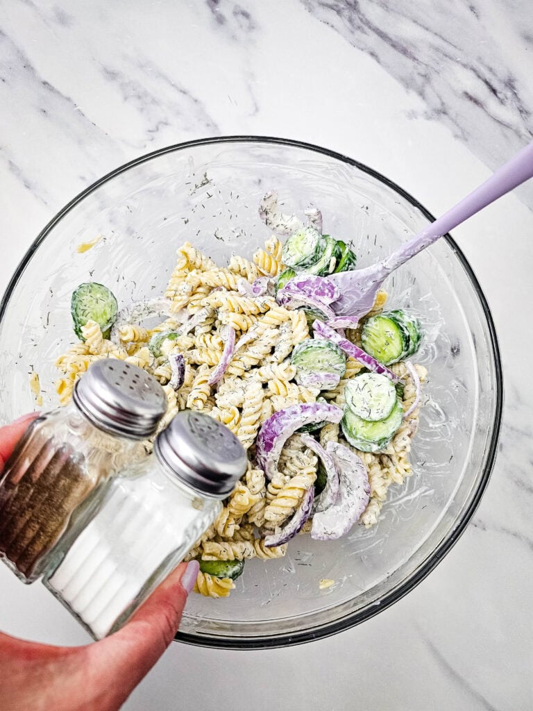 Cucumber Pasta Salad Process Photo