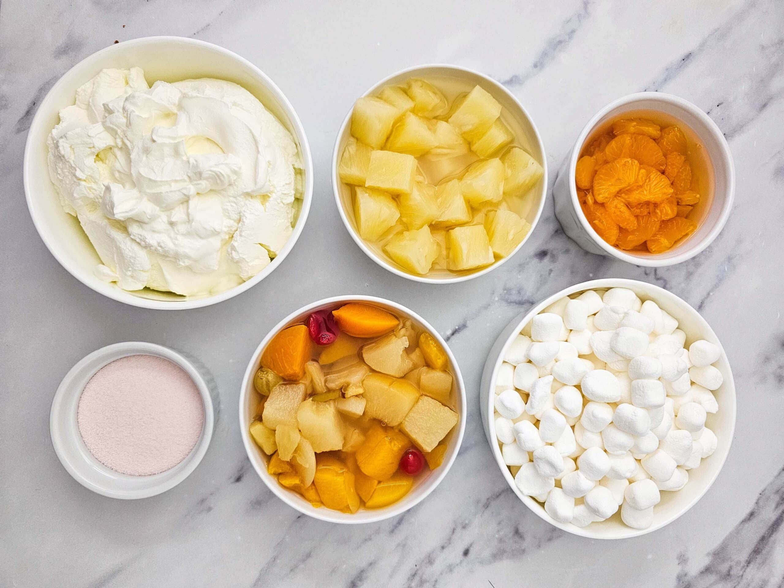 Hawaiian Fruit Salad Process Ingredients