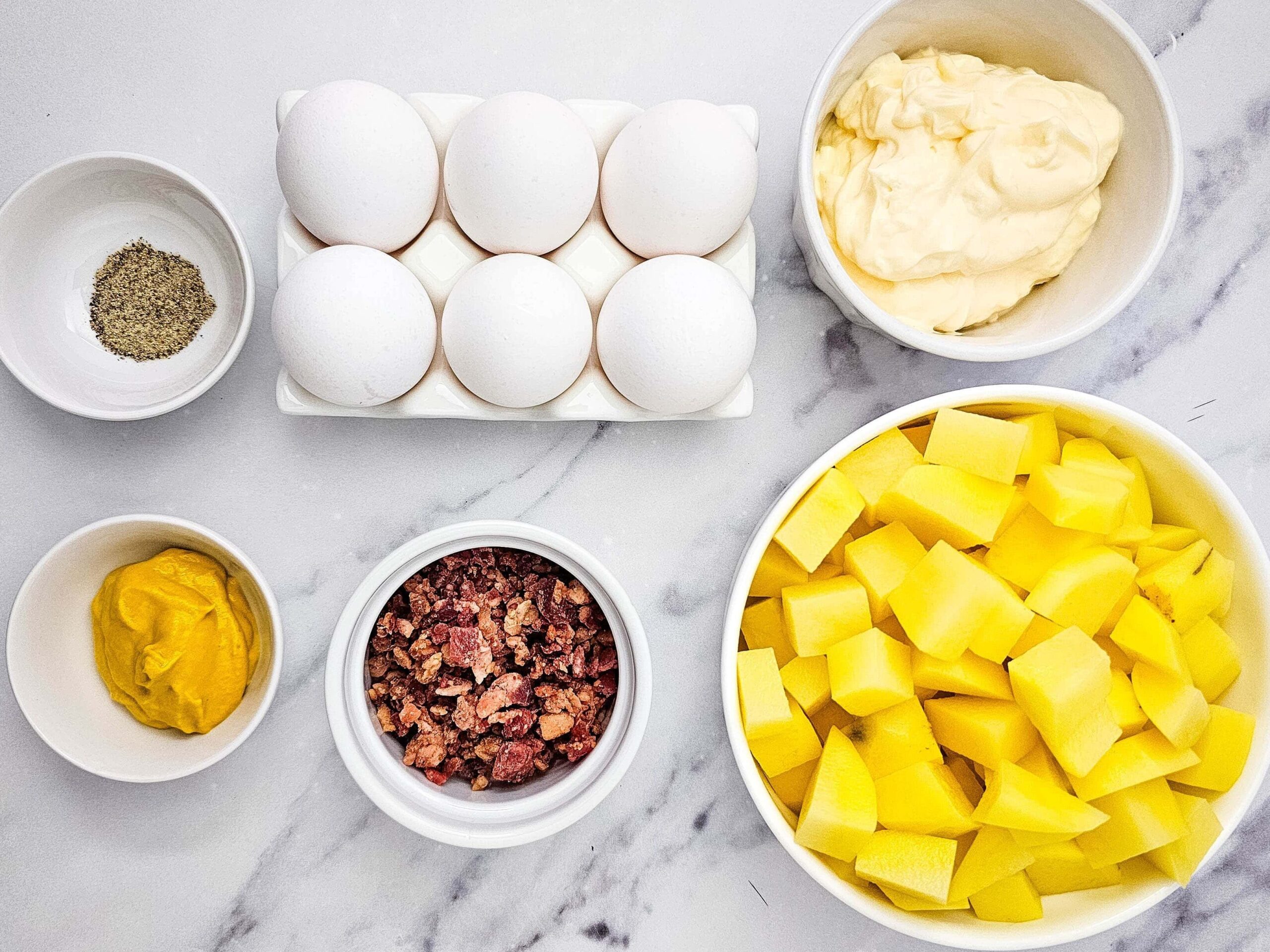 Deviled Egg Potato Salad Process Ingredients