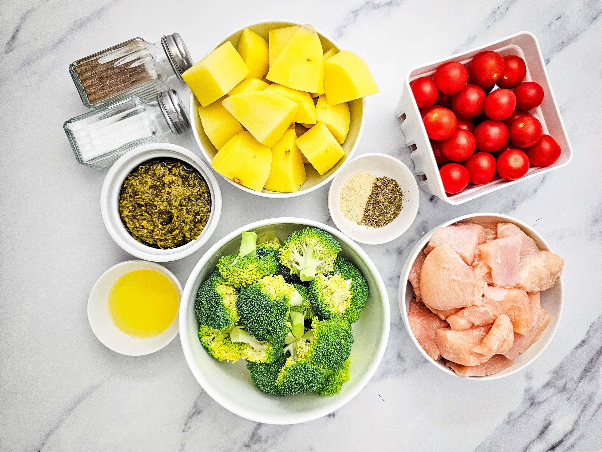 Sheet Pan Pesto Chicken Process Ingredients