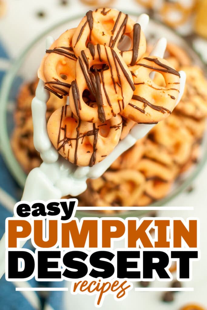 Pumpkin Dessert Recipes-Pumpkin Spice Chocolate Dipped Pretzels