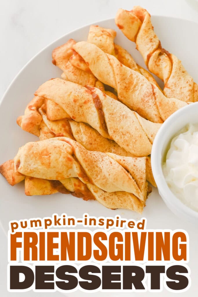 Pumpkin-Inspired Friendsgiving Dessert-Pumpkin Crescent Roll Twists