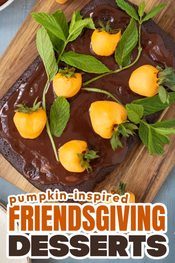 Pumpkin-Inspired Friendsgiving Dessert-Strawberry Pumpkin Patch Brownie Cake