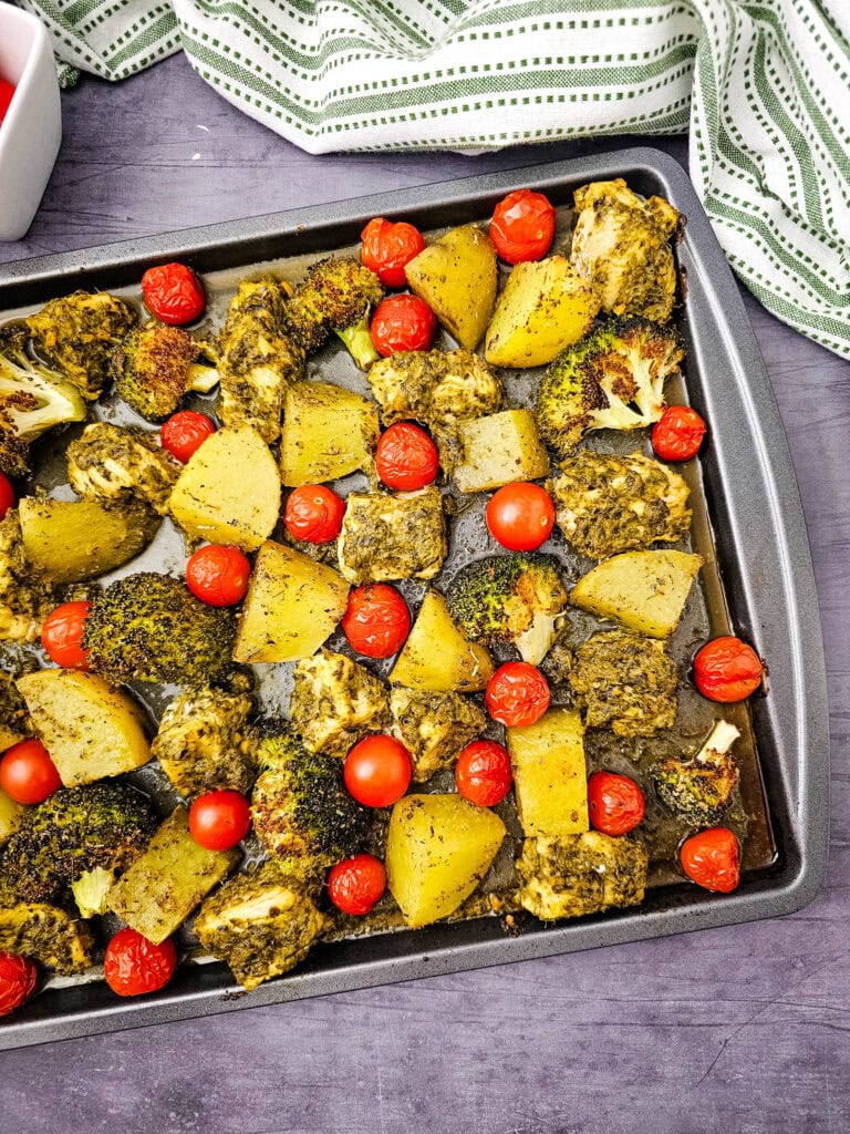 Sheet Pan Pesto Chicken Process Photo