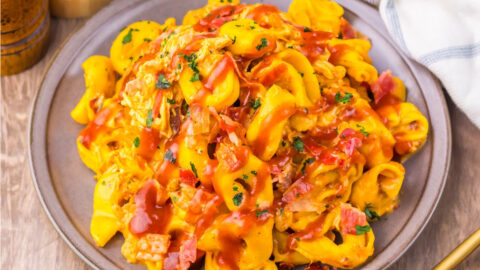 Slow Cooker Cheesy BBQ Bacon Chicken Tortellini Social Media image copy