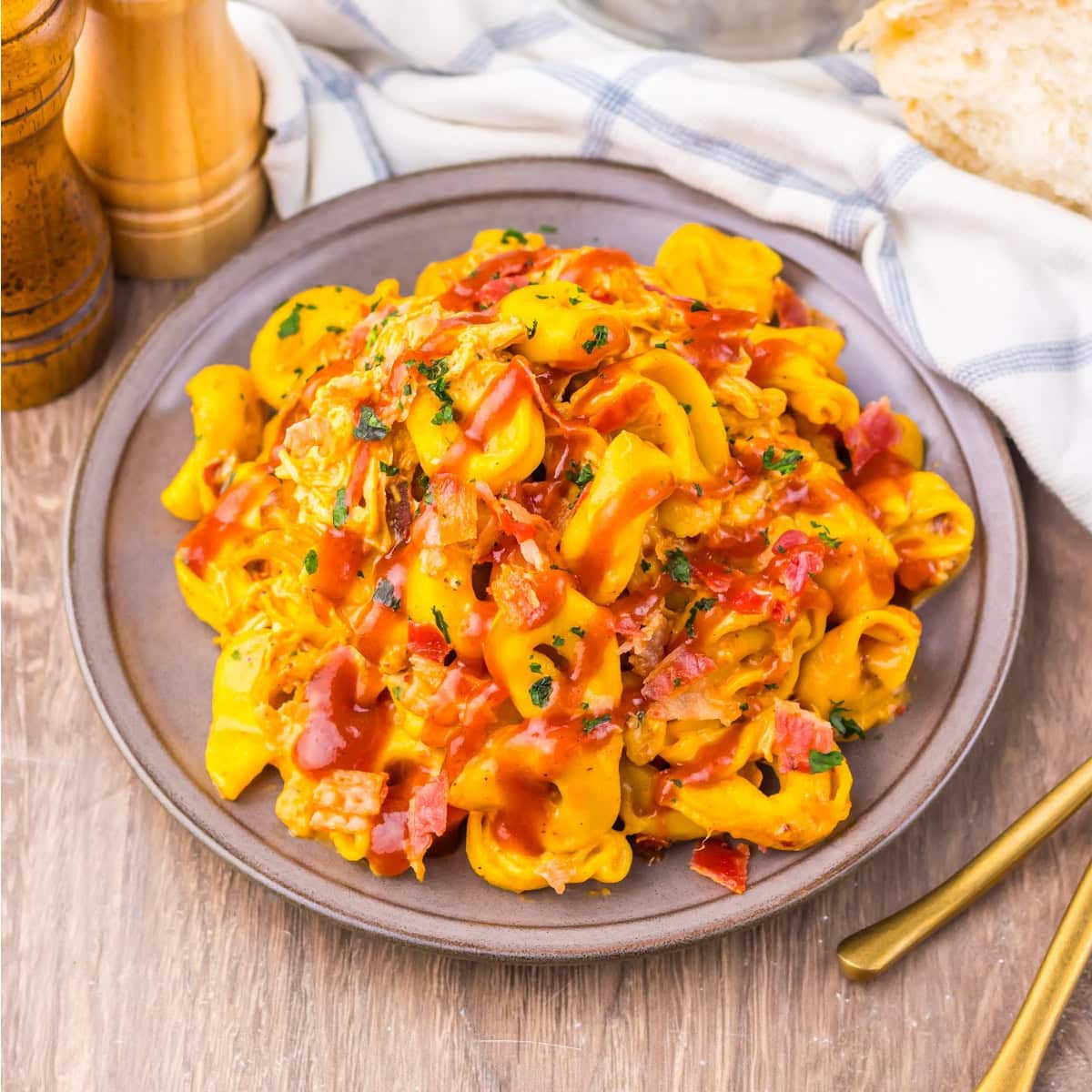 Slow Cooker Cheesy BBQ Bacon Chicken Tortellini Social Media image copy