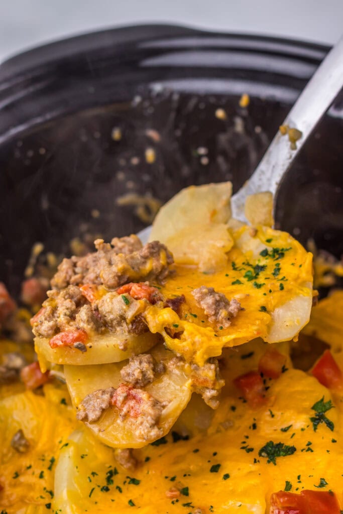 Slow Cooker Cheesy Taco Potato Casserole Process -15