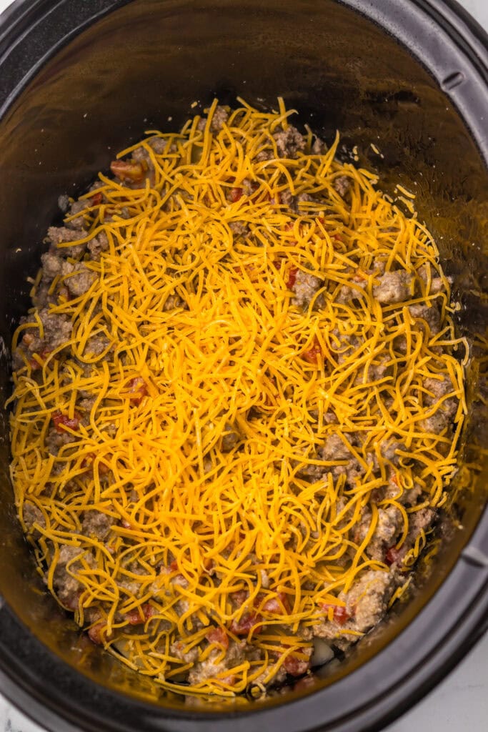 Slow Cooker Cheesy Taco Potato Casserole Process Photo