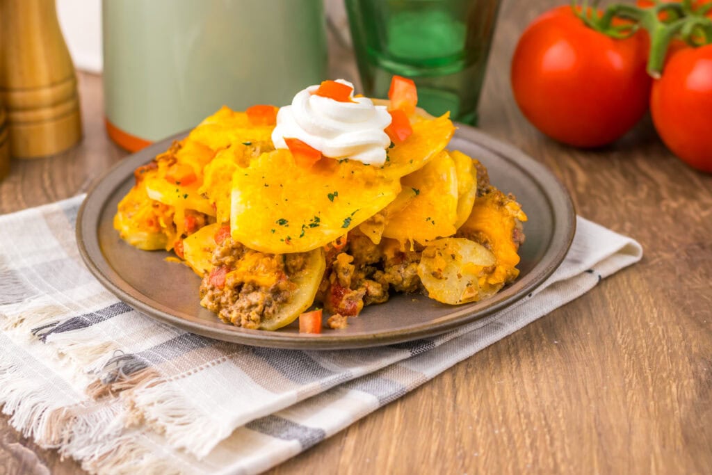 Slow Cooker Cheesy Taco Potato Casserole