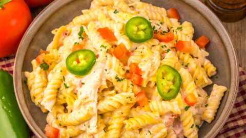 Slow Cooker Creamy Queso Chicken Pasta Featured image copy