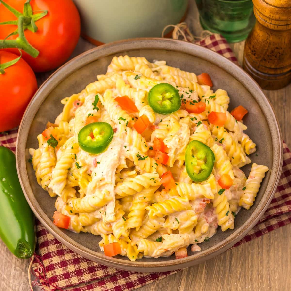 Slow Cooker Creamy Queso Chicken Pasta Featured image copy