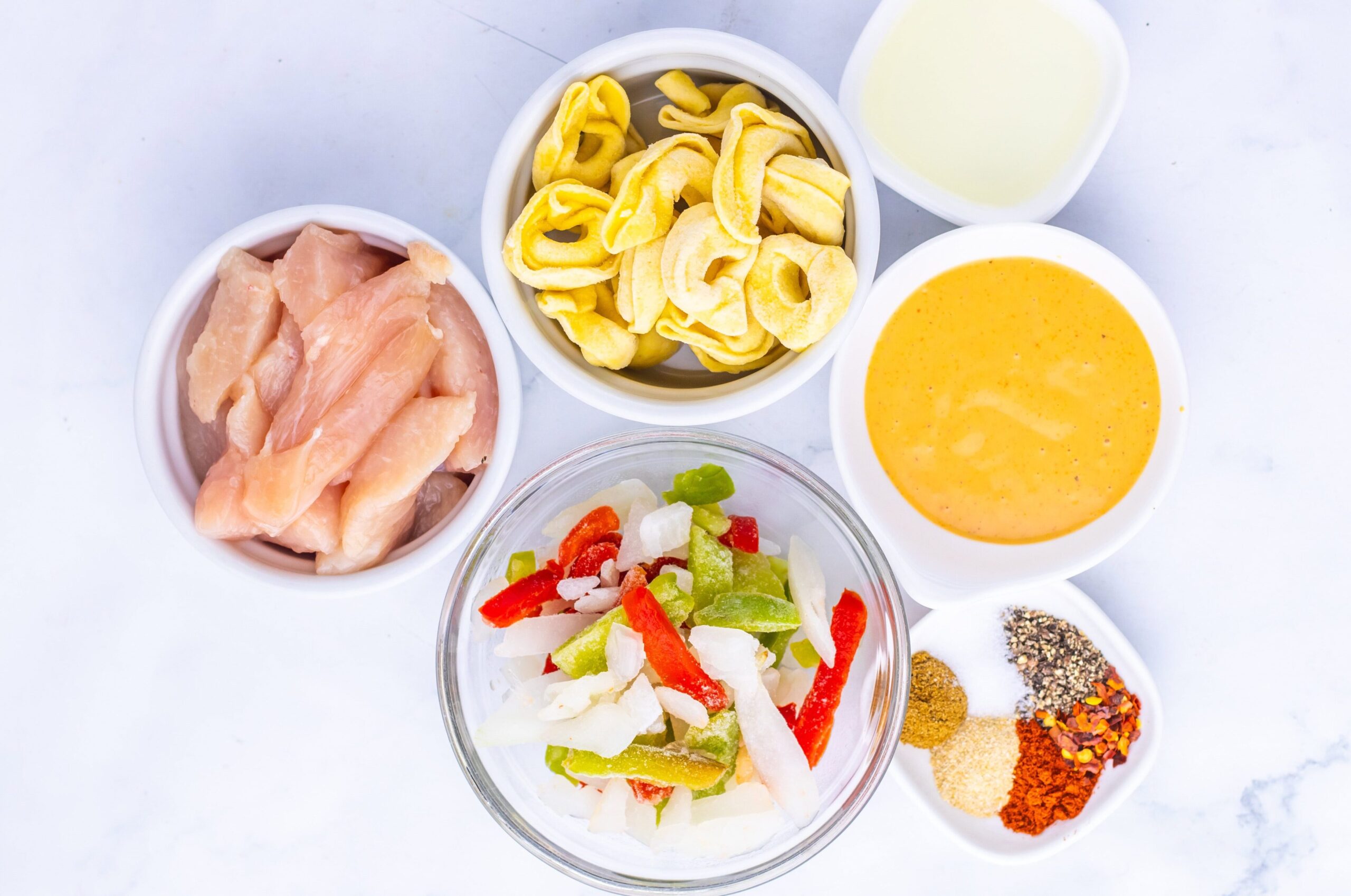Southwest Ranch Chicken Tortellini Process Ingredients