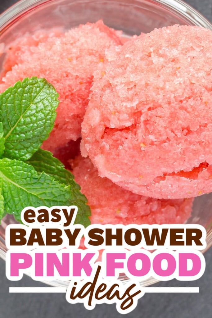 baby shower pink food -Fresh Strawberry Sorbet