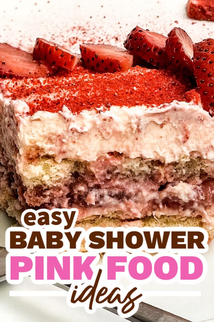 baby shower pink food -Layered Fresh Strawberry Tiramisu