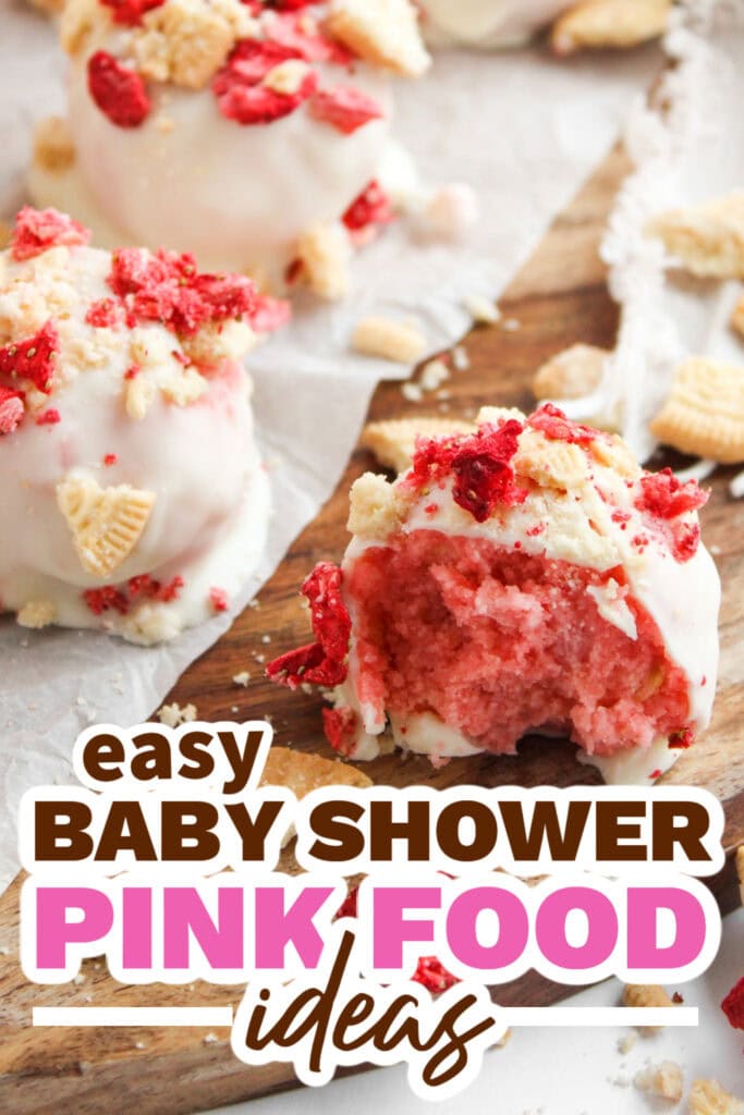baby shower pink food -Strawberry Shortcake Balls