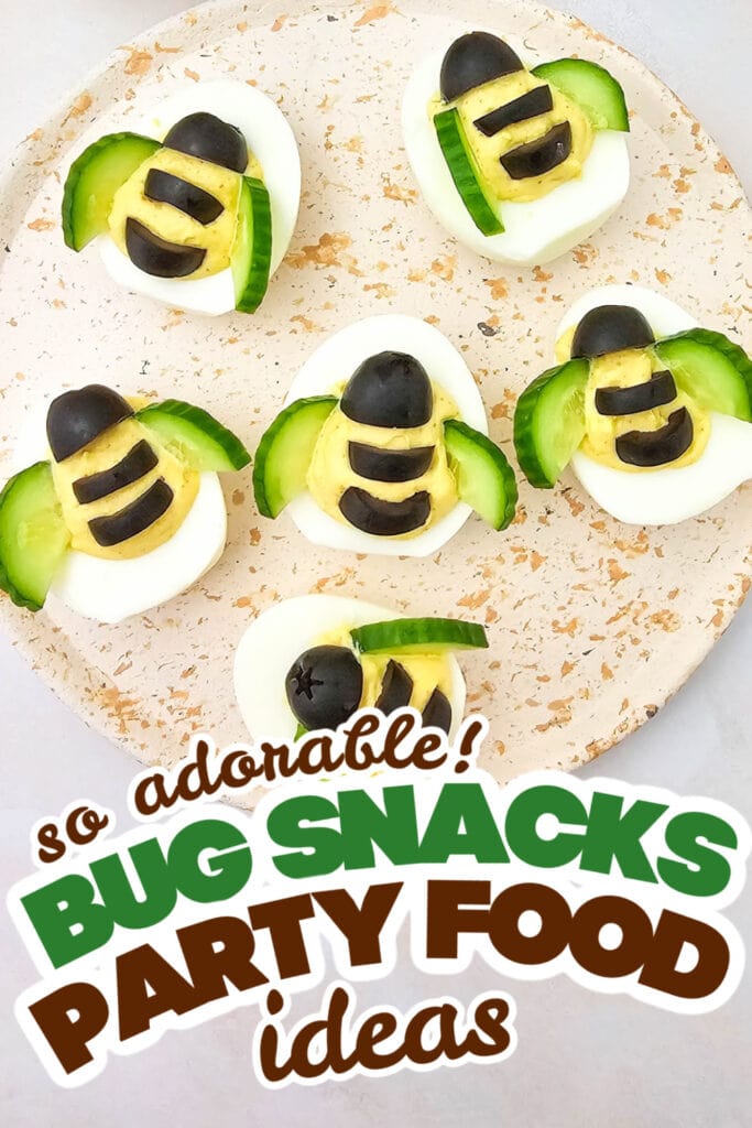 bug snacks party food ideas - Bee Deviled Eggs