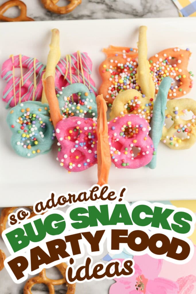 bug snacks party food ideas - Butterfly Chocolate Covered Pretzels
