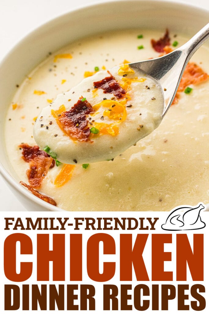 chicken dinner recipes - Creamy Chicken Stock Potato Soup Bowls