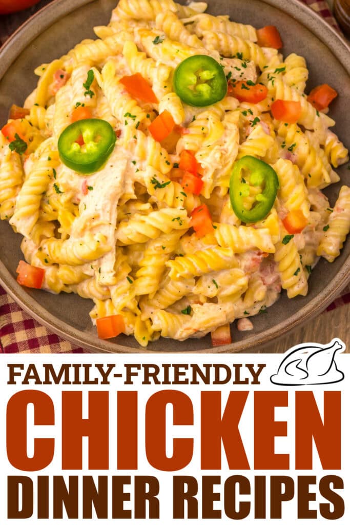 chicken dinner recipes -Slow Cooker Creamy Queso Chicken Pasta