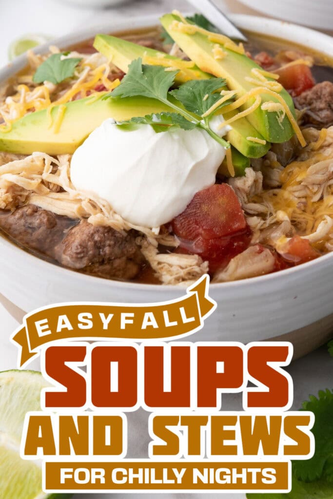 fall soups and stews -Slow Cooker Chicken and Beef Taco Soup