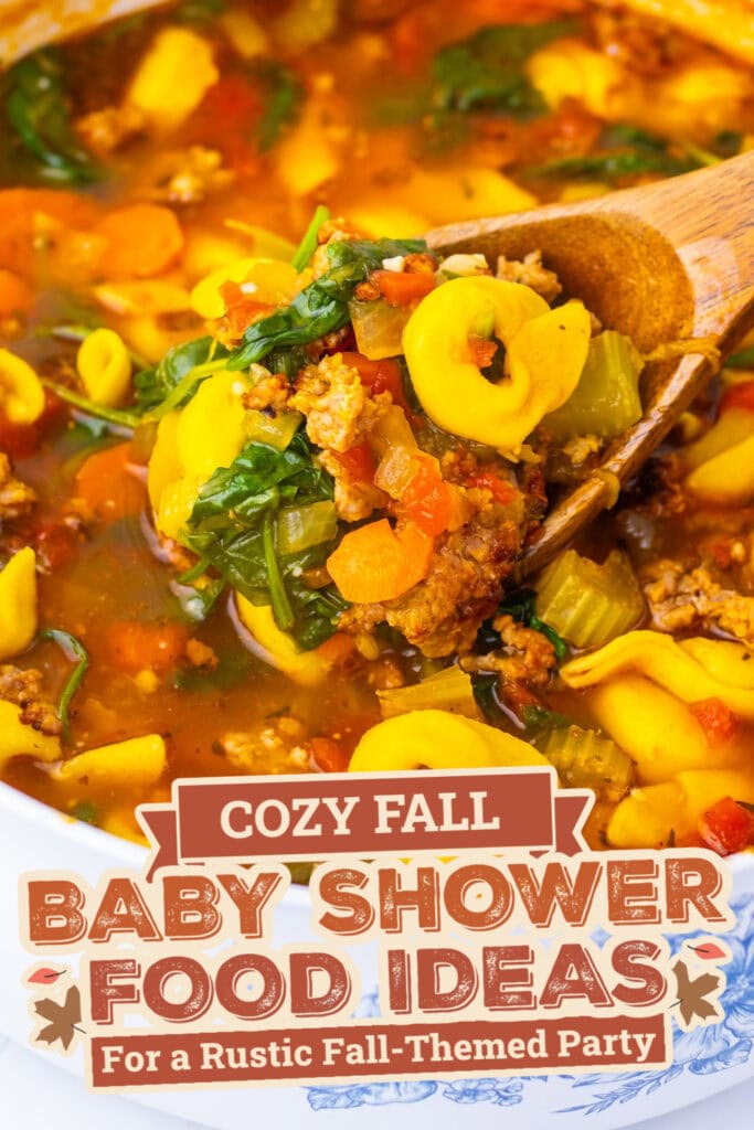 fall themed baby shower food ideas -Autumn Tortellini Soup (1)