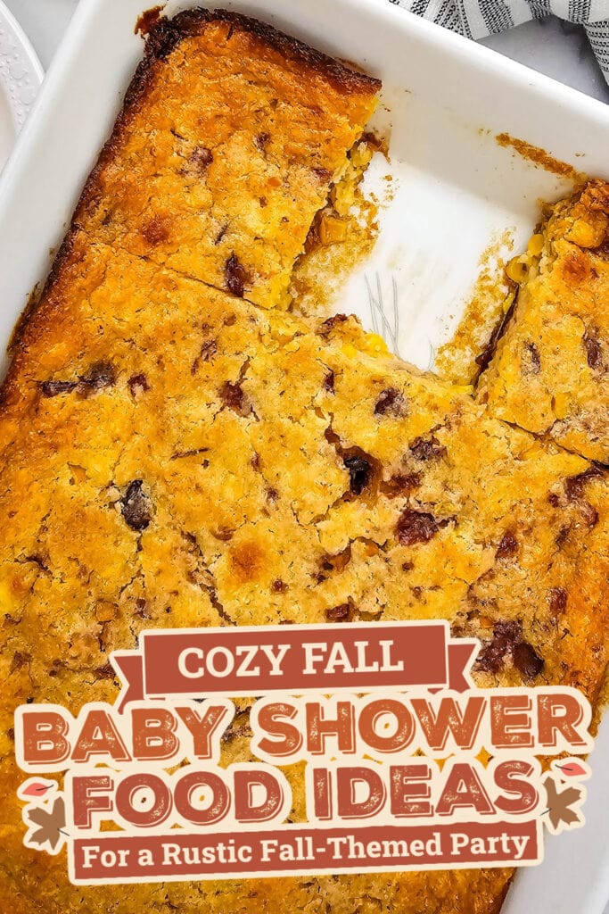 fall themed baby shower food ideas -Cranberry Cornbread Casserole