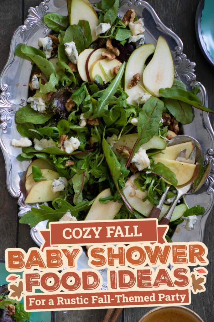 fall themed baby shower food ideas -Festive Harvest Salad with Blue Cheese & Spicy Citrus Vinaigrette